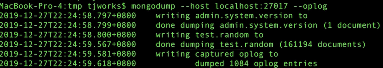 mongodump with oplog